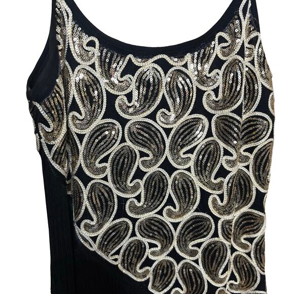 Gold and Black FLAPPER Dress 1920s fringe gold - Picture 6 of 9